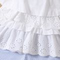 2pcs Toddler Girl Sweet 100% Cotton Bowknot Design Layered Camisole and Stripe Shorts Set White image 5