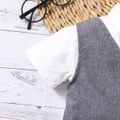 2pcs Toddler Boy Gentleman Suit, Faux-two Bow tie Design Shirt and Shorts Set Grey image 4