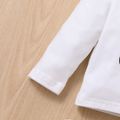 2pcs Baby Boy 100% Cotton Solid Pants and Long-sleeve Graphic Tee Set White image 5