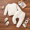 2pcs Baby Boy/Girl Solid Thickened Quilted Long-sleeve Set Apricot image 1