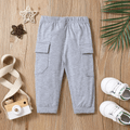 Baby Boy/Girl Solid Flap Pocket Cargo Pants Grey image 3