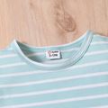2pcs Baby Boy/Girl Short-sleeve Striped Tee & Shorts Set Blue image 4