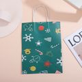 1-pack Christmas Kraft Paper Bag Gift Packaging Handle Bag for Christmas Party Supplies Green