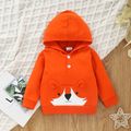 2pcs Baby Cartoon Fox Print 3D Ears Long-sleeve Hoodie and Trousers Set Orange image 3
