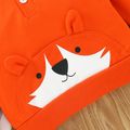 2pcs Baby Cartoon Fox Print 3D Ears Long-sleeve Hoodie and Trousers Set Orange image 5