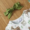 2pcs Baby All Over Animal Print Long-sleeve Splicing Mesh Dress Set Pale Green image 2