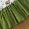 2pcs Baby All Over Animal Print Long-sleeve Splicing Mesh Dress Set Pale Green image 4