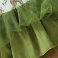 2pcs Baby All Over Animal Print Long-sleeve Splicing Mesh Dress Set Pale Green