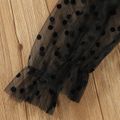 Baby Black Polka Dots Layered Ruffle Mesh Long-sleeve Tutu Dress Black image 5