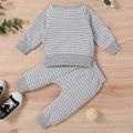 2pcs Baby 95% Cotton Long-sleeve All Over Striped Pullover and Trousers Set Light Grey image 4