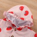 Toddler Girl Tomato Print Button Design Hooded Jacket Pink