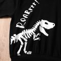 2-piece Toddler Boy Letter Dinosaur Print Hoodie Sweatshirt and Pants Set Black