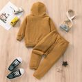 2-piece Toddler Boy/Girl Waffle Solid Hoodie Sweatshirt and Pants Set Ginger