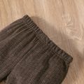 2-piece Toddler Boy/Girl Button Design Ribbed Colorblock Sweatshirt and Pants Set Dark Grey
