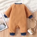 Baby Boy/Girl khaki Fuzzy Fleece Long-sleeve Zip Jumpsuit Khaki