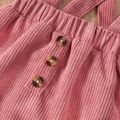 2-piece Toddler Girl Letter Print Ruffled Long-sleeve Pink Top and Ruffle Hem Suspender Skirt Set Pink