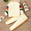 2-piece Toddler Boy/Girl Rainbow Print Sweatshirt and Colorblock Pants Set Yellow