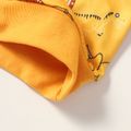 2pcs Baby Boy Cartoon Dinosaur Print Long-sleeve Sweatshirt and Denim Ripped Jeans Set Yellow