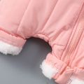 Baby Boy/Girl Thickened Fuzzy Fleece Lined Solid Long-sleeve Hooded Zip Jumpsuit Snowsuit Pink