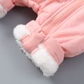 Baby Boy/Girl Thickened Fuzzy Fleece Lined Solid Long-sleeve Hooded Zip Jumpsuit Snowsuit Pink