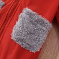 Baby Boy/Girl Fuzzy Fleece Hooded Thickened Long-sleeve Jumpsuit Red