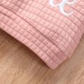 Toddler Girl Letter Embroidered Textured Zipper Stand Collar Pink Sweatshirt Pink