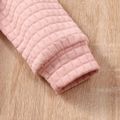Toddler Girl Letter Embroidered Textured Zipper Stand Collar Pink Sweatshirt Pink