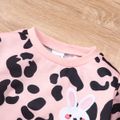 2-piece Toddler Girl Leopard Print Rabbit Embroidered Sweatshirt and Elasticized Pants Set Pink
