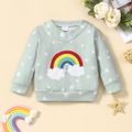 Baby Boy/Girl Rainbow Cloud Embroidered Stars Print Long-sleeve Pullover Light Grey