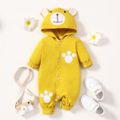 Baby Boy/Girl Cartoon Bear Pattern 3D Ears Hooded Long-sleeve Jumpsuit Ginger