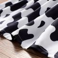 Toddler Girl Letter Animal Cow Print Ruffled Splice Short-sleeve Dress White