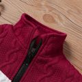 Baby Boy/Girl Imitation Knitting Colorblock Long-sleeve Zip Jacket Burgundy image 4
