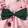 2pcs Baby Girl Bowknot Design Pink Floral Print Long-sleeve Ruffle Dress with Headband Set Pink