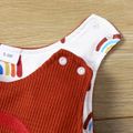 Baby Boy/Girl Rainbow and Letter Embroidered Brown Waffle Sleeveless Jumpsuit Brown image 5