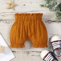 100% Cotton Baby Girl Solid Ruffle Elasticized Waist Bloomers Shorts Brown