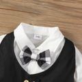 100% Cotton Baby Boy Long-sleeve Gentleman Faux-two Waistcoat Plaid Jumpsuit Black/White