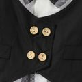 100% Cotton Baby Boy Long-sleeve Gentleman Faux-two Waistcoat Plaid Jumpsuit Black/White