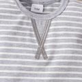 2pcs Baby Boy/Girl 95% Cotton Short-sleeve Striped Tee and Shorts Set Grey