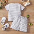 2pcs Baby Boy/Girl 95% Cotton Short-sleeve Striped Tee and Shorts Set Grey