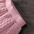 2pcs Toddler Girl Colorblock Cable Knit Textured Button Design Pullover and Pink Pants Set Pink