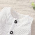 Baby Boy/Girl White Corduroy Sleeveless Button Up Jumpsuit OffWhite