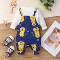 Summer Zoo Baby Tiger Allover Faux-two Long-sleeve Blue Jumpsuit Blue