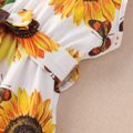 Toddler Girl Floral Print One Shoulder Sleeveless Jumpsuits Yellow