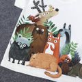 2pcs Toddler Boy Playful Animal Print Tee and Pocket Design Cargo Shorts Set White