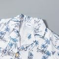 2pcs Toddler Boy Vacation Flora Tree Print Lapel Collar Shirt and Shorts Set Tibetanblue image 3