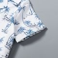 2pcs Toddler Boy Vacation Flora Tree Print Lapel Collar Shirt and Shorts Set Tibetanblue