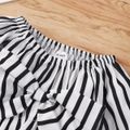 2pcs Toddler Girl Stripe Bowknot Design Long-sleeve Blouse and Button Design Skirt Set BlackandWhite image 3