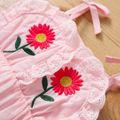 2pcs Baby Girl 100% Cotton Sunflower Embroidered Eyelet Cami Top and Denim Shorts Pink