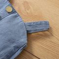 2pcs Baby Girl Button Front Denim Cami Top and Irregular Frayed Raw Trim Skirt Set Light Blue image 3