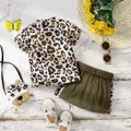 3pcs Baby Girl Leopard Short-sleeve Tee and Belted Skirt with Cartoon Bag Set Colorful image 2